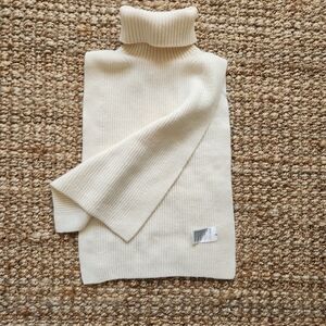 Cream Ribbed Turtleneck Sweater